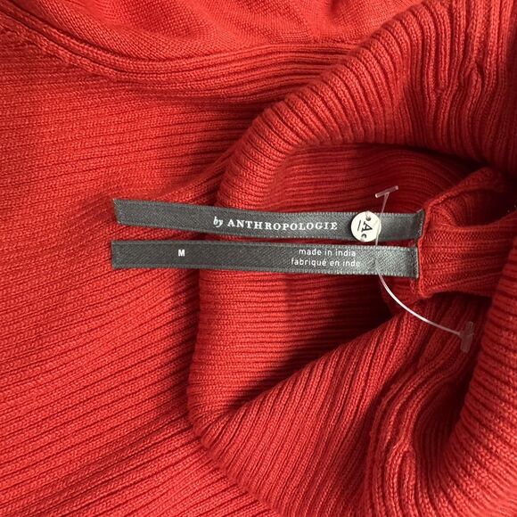 Anthropologie Cecilia Puff-Sleeved Turtleneck Puffsleeve Sweater M Red - Picture 5 of 9
